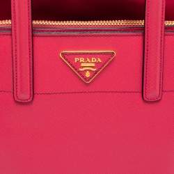 Pre Owned Prada Pink Saffiano Soft Leather Tote 