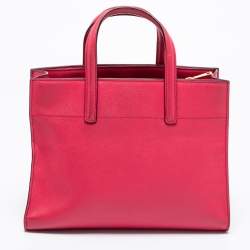 Pre Owned Prada Pink Saffiano Soft Leather Tote 