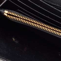 Pre Owned Prada Black Saffiano Metal Leather Wallet on Chain