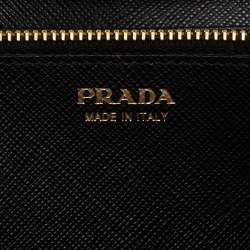 Pre Owned Prada Black Saffiano Metal Leather Wallet on Chain