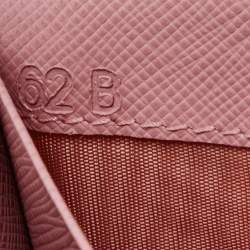 Pre Owned Prada Pink Saffiano Leather Card Holder