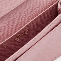 Pre Owned Prada Pink Saffiano Leather Card Holder