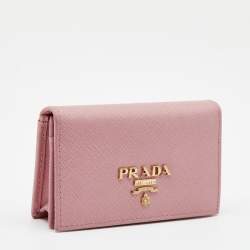 Pre Owned Prada Pink Saffiano Leather Card Holder