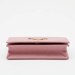 Pre Owned Prada Pink Saffiano Leather Card Holder