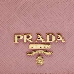 Pre Owned Prada Pink Saffiano Leather Card Holder
