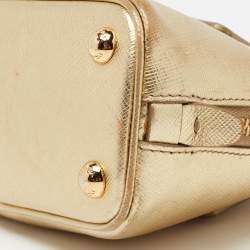 Pre Owned Prada Metallic Gold Leather Mini Promenade Satchel