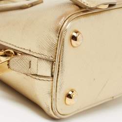 Pre Owned Prada Metallic Gold Leather Mini Promenade Satchel