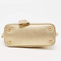 Pre Owned Prada Metallic Gold Leather Mini Promenade Satchel