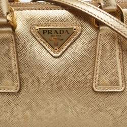 Pre Owned Prada Metallic Gold Leather Mini Promenade Satchel