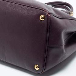 Pre Owned Prada Burgundy Saffiano Lux Leather Large Tote