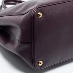 Pre Owned Prada Burgundy Saffiano Lux Leather Large Tote