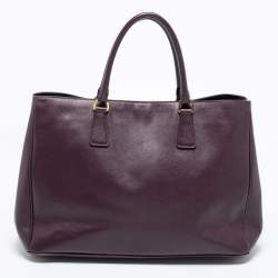 Pre Owned Prada Burgundy Saffiano Lux Leather Large Tote