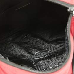 Prada Red/Black Nylon and Leather New Vela Studded Messenger Bag