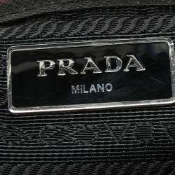 Prada Red/Black Nylon and Leather New Vela Studded Messenger Bag