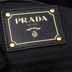 Pre Owned Prada Black Nylon Tessuto And Leather Bauletto Shoulder Bag