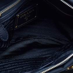 Pre Owned Prada Black Nylon Tessuto And Leather Bauletto Shoulder Bag