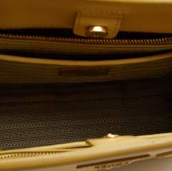 Pre Owned Prada Yellow Saffiano Lux Leather Parabole Tote