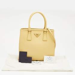 Pre Owned Prada Yellow Saffiano Lux Leather Parabole Tote