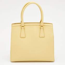 Pre Owned Prada Yellow Saffiano Lux Leather Parabole Tote