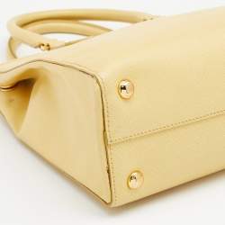 Pre Owned Prada Yellow Saffiano Lux Leather Parabole Tote