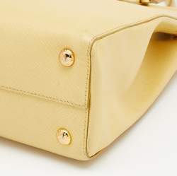 Pre Owned Prada Yellow Saffiano Lux Leather Parabole Tote
