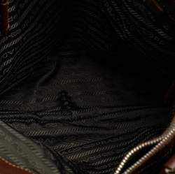 Pre Owned Prada Dark Brown Leather Vitello Daino Side Pocket Shoulder Bag