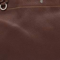 Pre Owned Prada Dark Brown Leather Vitello Daino Side Pocket Shoulder Bag