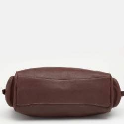 Pre Owned Prada Dark Brown Leather Vitello Daino Side Pocket Shoulder Bag