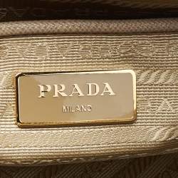 Pre Owned Prada Beige/White Saffiano Lux Leather Tote