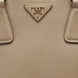 Pre Owned Prada Beige/White Saffiano Lux Leather Tote