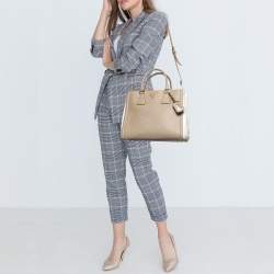 Pre Owned Prada Beige/White Saffiano Lux Leather Tote