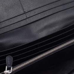 Pre Owned Prada Black Saffiano Leather Flap Continental Wallet