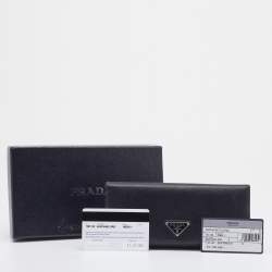 Pre Owned Prada Black Saffiano Leather Flap Continental Wallet