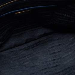 Pre Owned Prada Blue Saffiano Lux Leather Medium Double Zip Tote