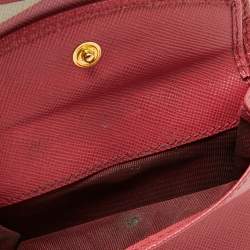 Pre Owned Prada Pink Saffiano Leather Bifold Card Case