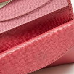 Pre Owned Prada Pink Saffiano Leather Bifold Card Case