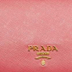 Pre Owned Prada Pink Saffiano Leather Bifold Card Case