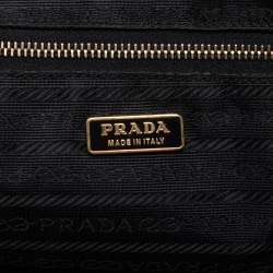 Pre Owned Prada Black Saffiano Leather Zip Bauletto Satchel
