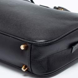 Pre Owned Prada Black Saffiano Leather Zip Bauletto Satchel