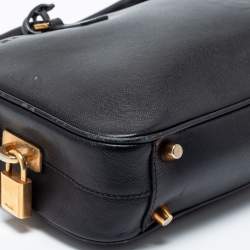 Pre Owned Prada Black Saffiano Leather Zip Bauletto Satchel