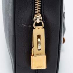 Pre Owned Prada Black Saffiano Leather Zip Bauletto Satchel