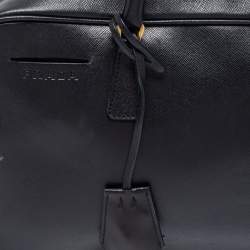 Pre Owned Prada Black Saffiano Leather Zip Bauletto Satchel