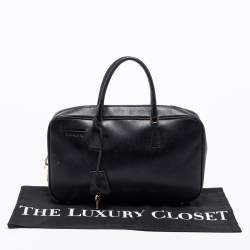 Pre Owned Prada Black Saffiano Leather Zip Bauletto Satchel