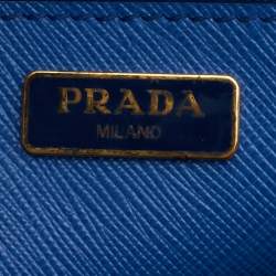 Pre Owned Prada Blue Saffiano Leather Wallet On Strap