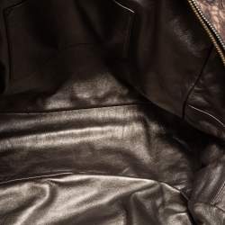 Pre Owned Prada Beige/Brown Talco Lace Print Cervo Leather Bowler Bag