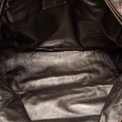 Pre Owned Prada Beige/Brown Talco Lace Print Cervo Leather Bowler Bag