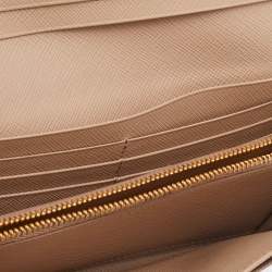 Prada Beige Saffiano Leather Bow Continental Wallet
