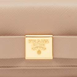 Prada Beige Saffiano Leather Bow Continental Wallet