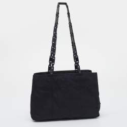 Pre Owned Prada Black Tessuto Chain Shoulder Bag