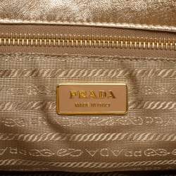 Pre Owned Prada Gold Nappa Gaufre Leather Tote